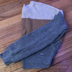 Beige, brown, and grey cardigan sweater / cropped